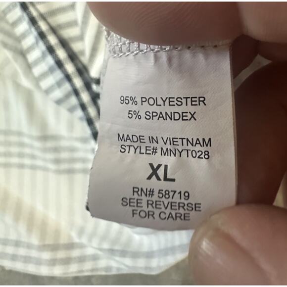 Notations Women’s XL Striped Plaid Bar Neck Top Short Sleeve Stretch Blouse - Picture 5 of 7